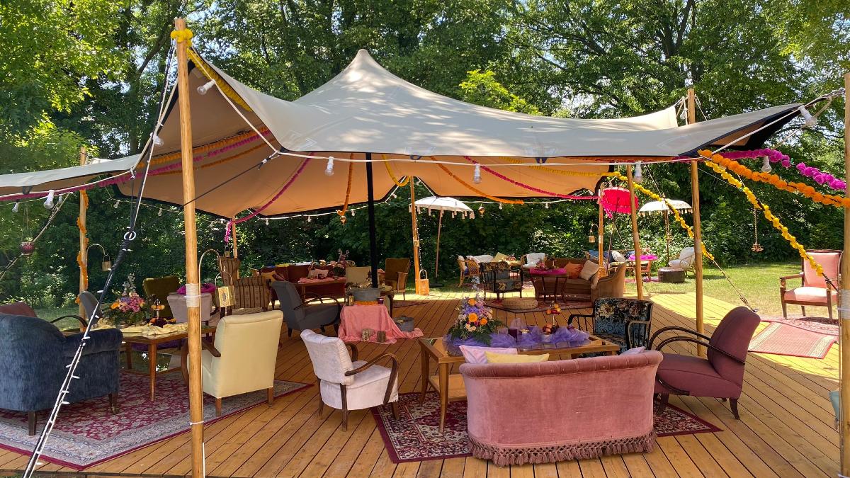 Flexzelt mieten für Geburtstagsfeier im Garten